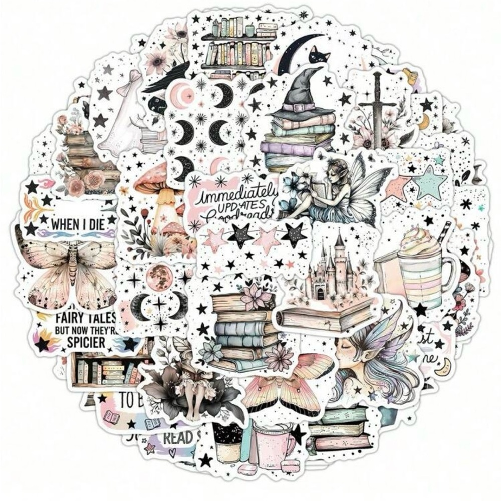 Whimsical Fairy Tale Bookish Stickers Set of 50 Reading